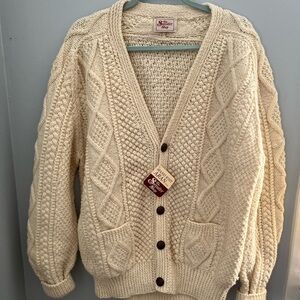 Cream Chunky‎ Knit Cardigan Sweater